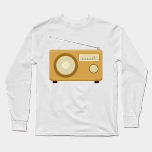 Retro vintage brown flat style portable radio Long Sleeve T-Shirt